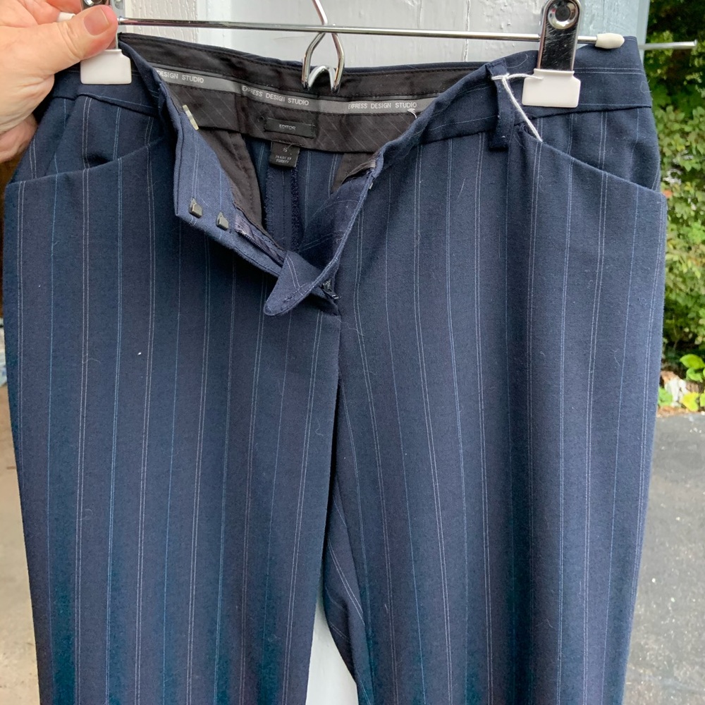 Women's Navy Pinstripe Trousers